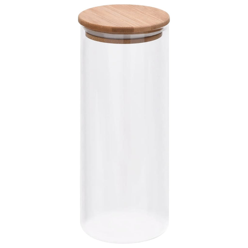 Load image into Gallery viewer, Vidaxl opbergpotten met bamboe deksel 6 st 1000 ml glas