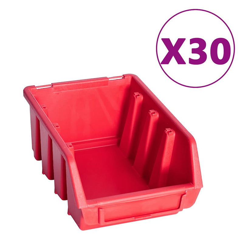 Cargue la imagen en el visor de la galería, Vidaxl 136 -delige opslagbakkenset met wandpanelen rood en zwart