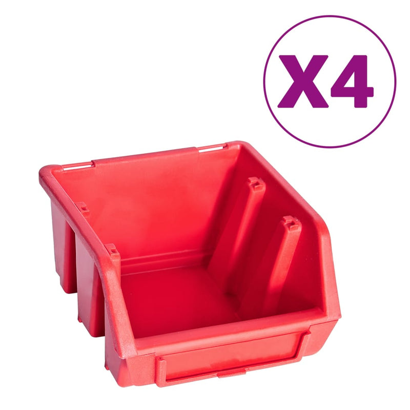 Load image into Gallery viewer, VidaXL 8-delige Opslagbakkenset met wandpaneel rood en zwart