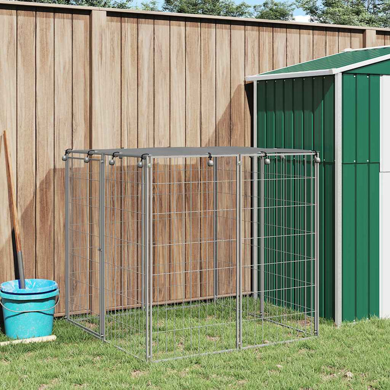 Load image into Gallery viewer, Vidaxl hondenkennel 110x110x110 cm staal zilverkleurig