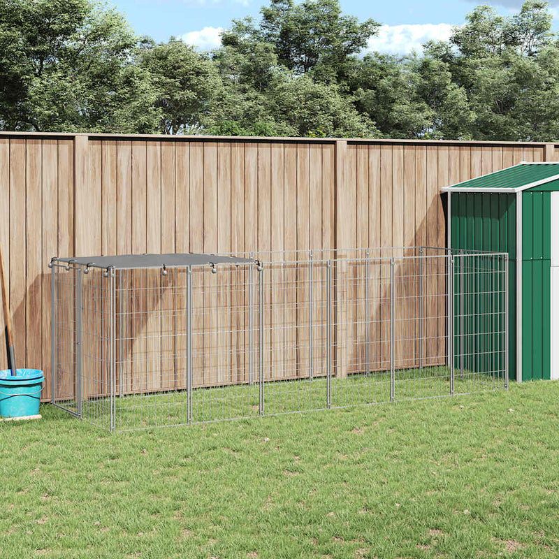 Load image into Gallery viewer, Vidaxl hondenkennel 330x110x110 cm staal zilverkleurig