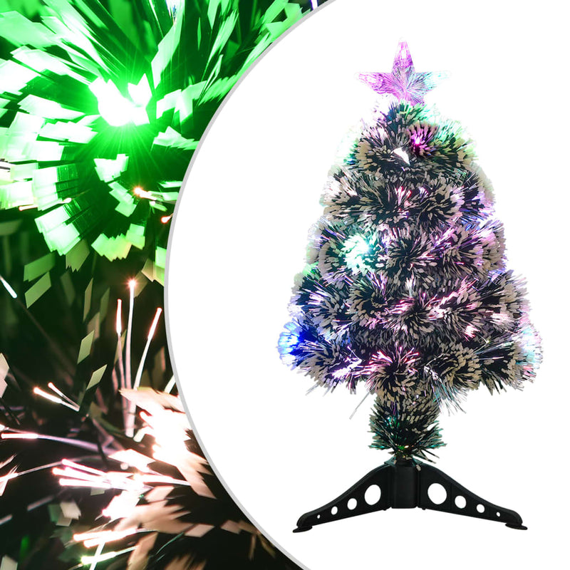 Load image into Gallery viewer, Vidaxl kerstboom met led 64 cm glasvezel groen en wit