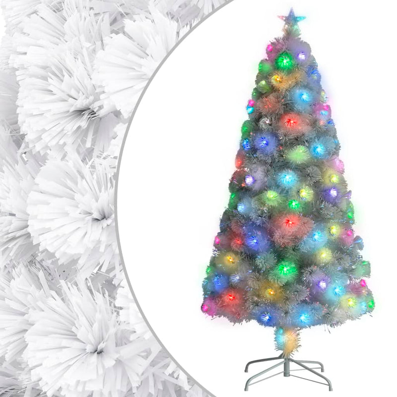 Load image into Gallery viewer, Vidaxl kunstkerstboom met verlichting 120 cm glasvezel wit