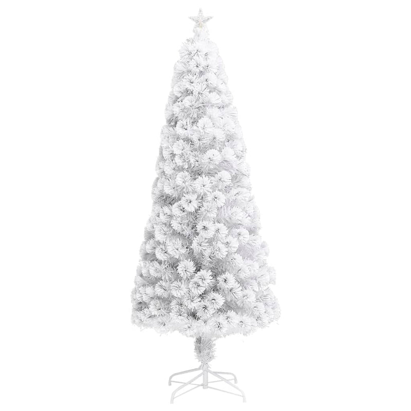 Load image into Gallery viewer, Vidaxl kunstkerstboom met verlichting 210 cm glasvezel wit
