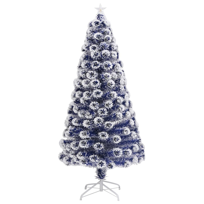 Load image into Gallery viewer, Vidaxl kunstkerstboom met verlichting 120 cm glasvezel wit en blauw