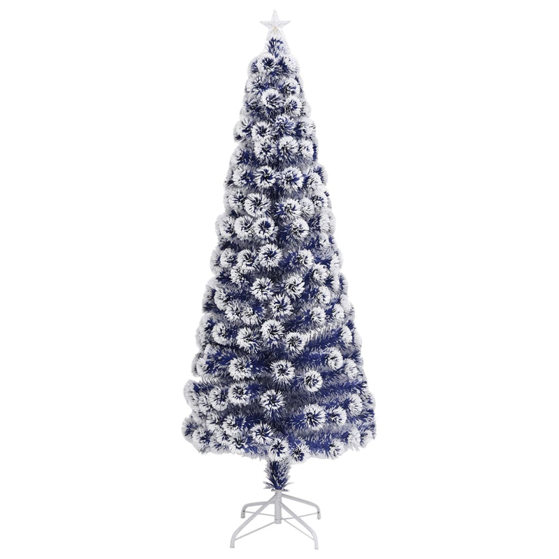 Load image into Gallery viewer, Vidaxl kunstkerstboom met verlichting 210 cm glasvezel wit en blauw