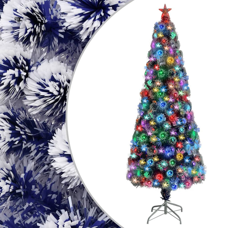Load image into Gallery viewer, Vidaxl kunstkerstboom met verlichting 240 cm glasvezel wit en blauw
