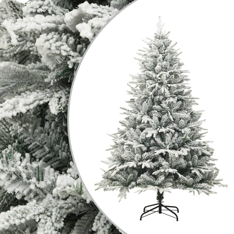 Laden Sie das Bild in Galerie -Viewer, Vidaxl kunstkerstboom met sneeuwvlokken 210 cm pvc en pe groen