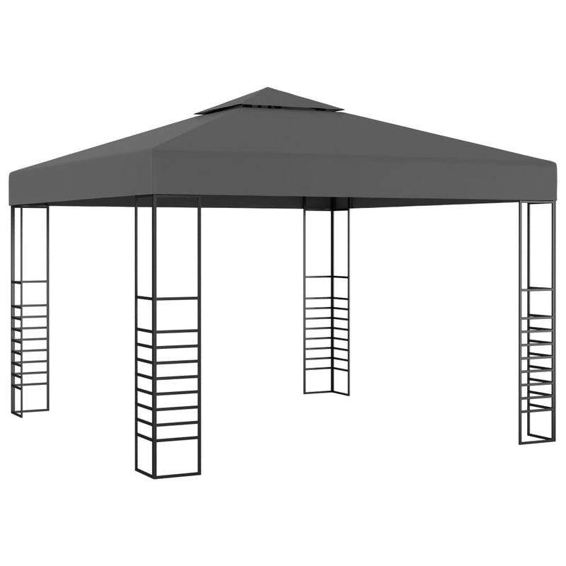 Load image into Gallery viewer, Vidaxl tuinpaviljoen met led-lichtslinger 3x3 m antracietkleurig