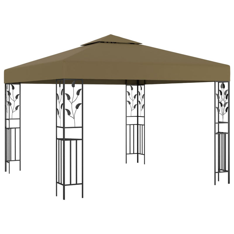 Load image into Gallery viewer, Vidaxl prieel met led-lichtslinger 3x3 m taupe