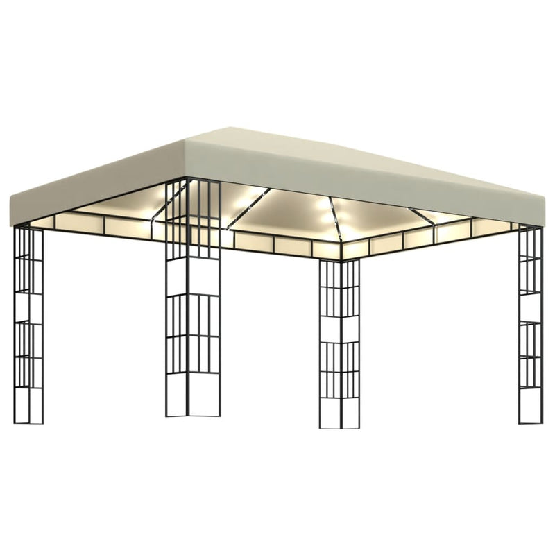 Load image into Gallery viewer, VidaXL Prieel met LED-lichtslinger 3x4 m crèmekleurig