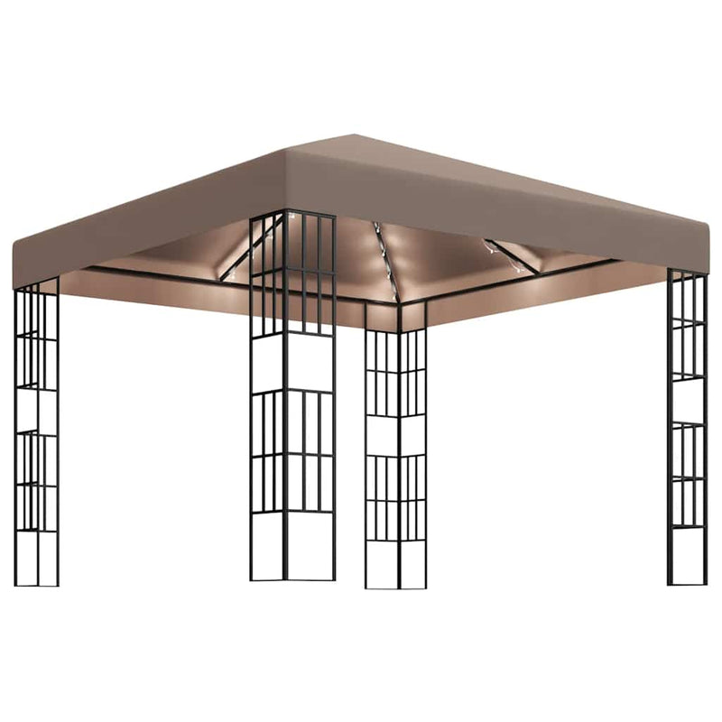 Chargez l'image dans la visionneuse de la galerie, Vidaxl prieel met led-lichtslinger 3x3 m taupe