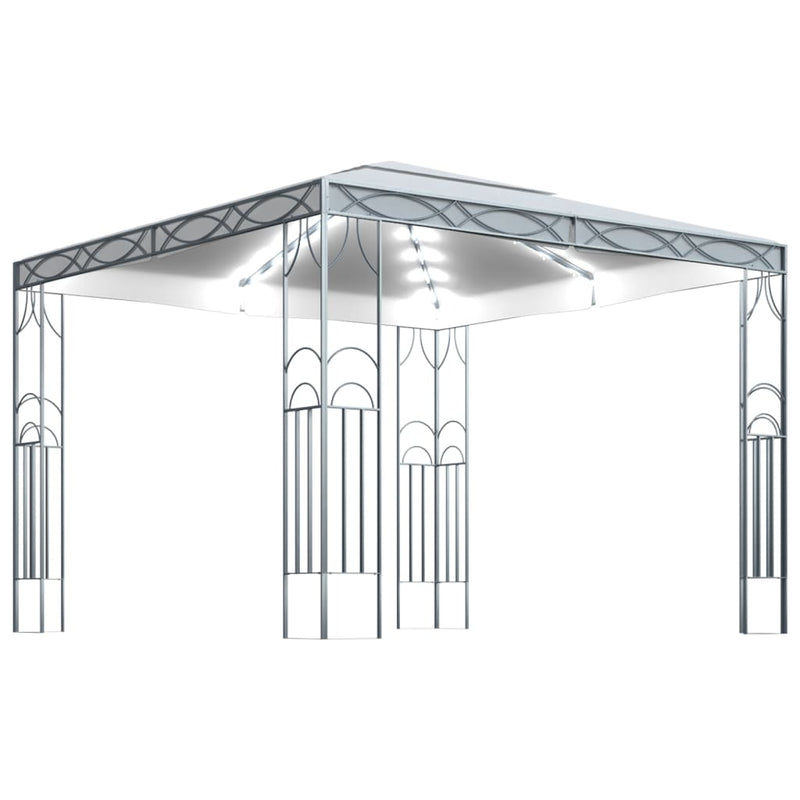 Load image into Gallery viewer, VidaXL Prieel met LED-lichtslinger 300x300 cm crèmekleurig