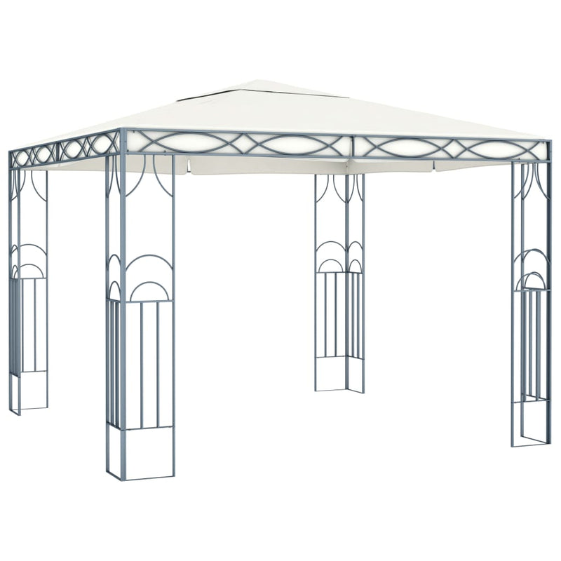 Load image into Gallery viewer, VidaXL Prieel met LED-lichtslinger 300x300 cm crèmekleurig