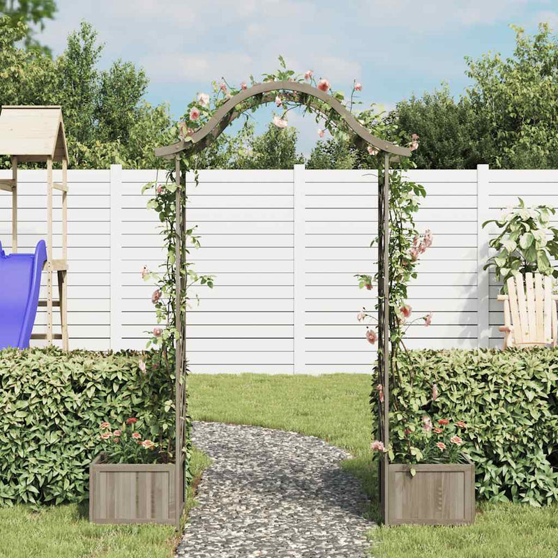 Load image into Gallery viewer, Vidaxl pergola met plantenbak massief vurenhout grijs