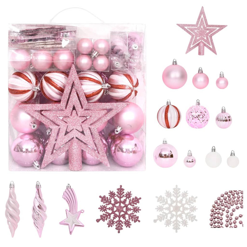 Load image into Gallery viewer, VidaXL 65-delige Kerstballenset roze rood wit
