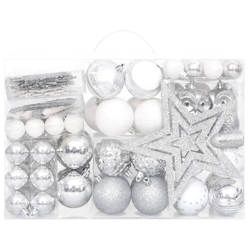 Load image into Gallery viewer, VidaXL 108-delige Kerstballenset zilver en wit