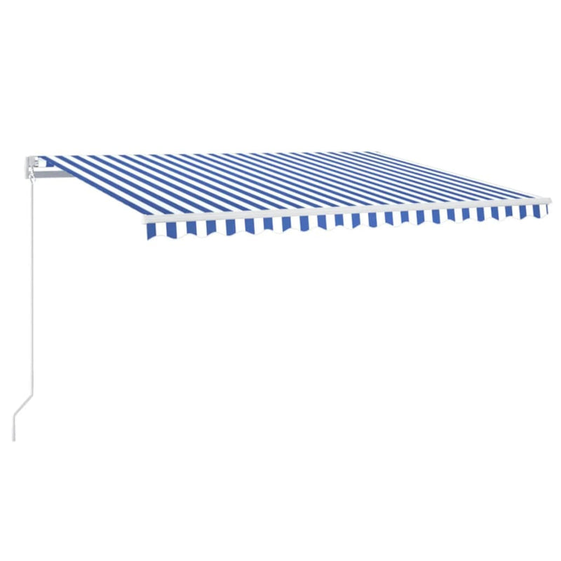 Load image into Gallery viewer, Vidaxl luifel handmatig uittrekbaar met led 400x300 cm blauw en wit