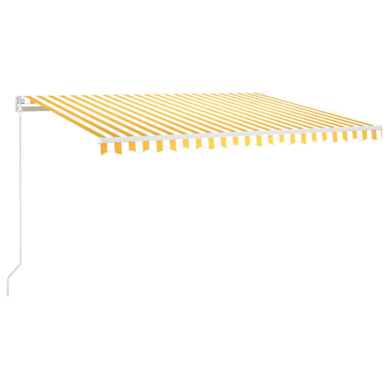 Load image into Gallery viewer, Vidaxl luifel handmatig uittrekbaar met led 400x300 cm geel en wit