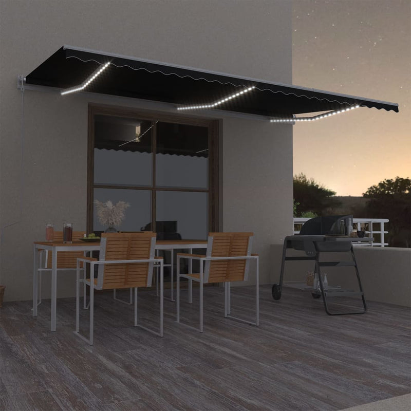 Load image into Gallery viewer, VidaXL Luifel automatisch met LED en windsensor 600x300 cm antraciet