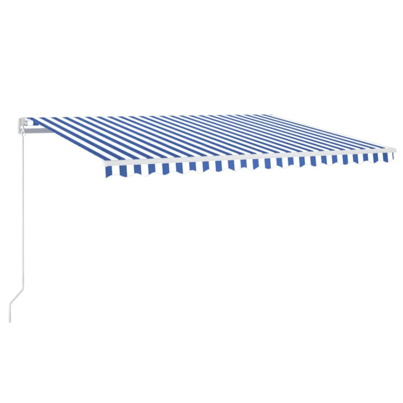 Load image into Gallery viewer, VidaXL Luifel handmatig uittrekbaar met LED 450x350 cm blauw en wit