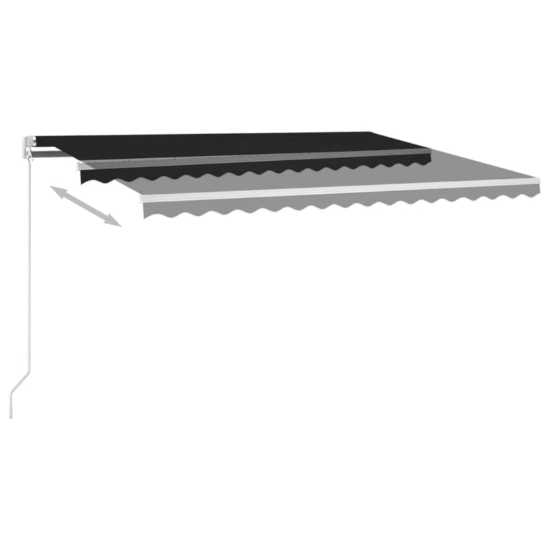 Load image into Gallery viewer, VidaXL Luifel handmatig uittrekbaar met LED 450x350 cm antracietkleur