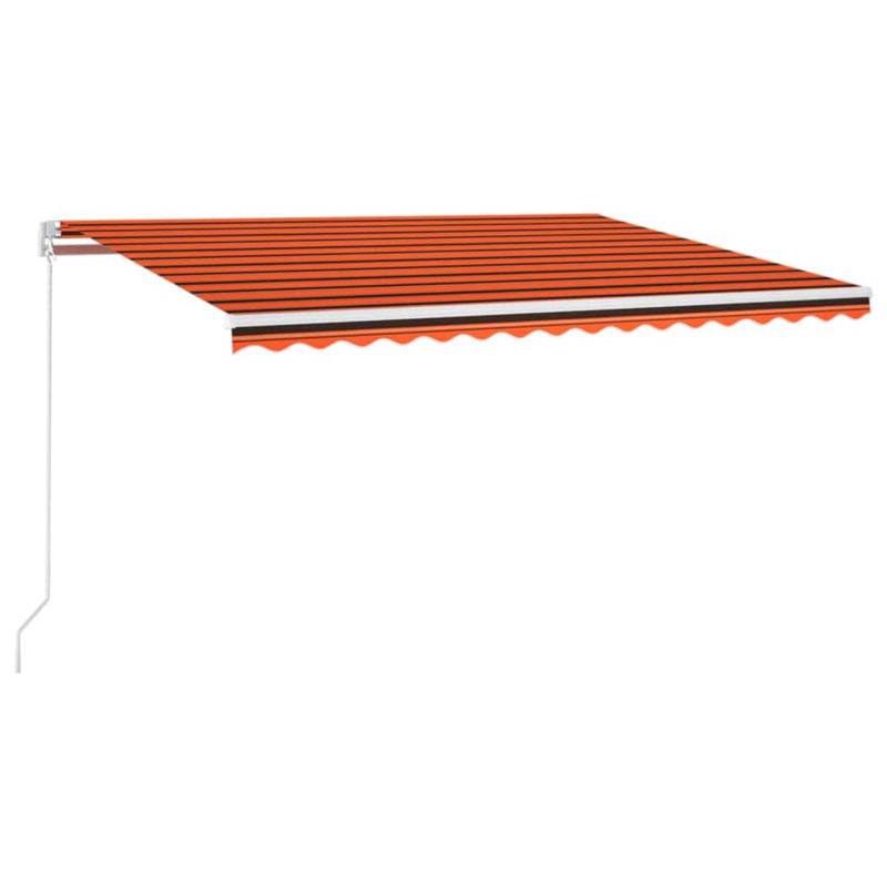 Load image into Gallery viewer, VidaXL Luifel handmatig uittrekbaar met LED 450x350 cm oranje en bruin