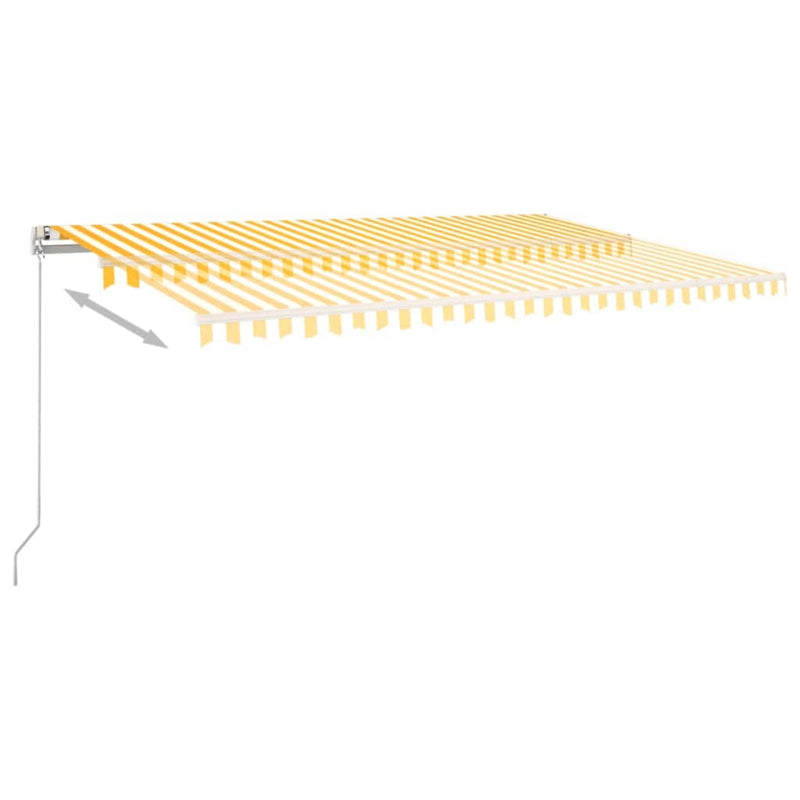 Load image into Gallery viewer, VidaXL Luifel handmatig uittrekbaar met LED 500x350 cm geel en wit