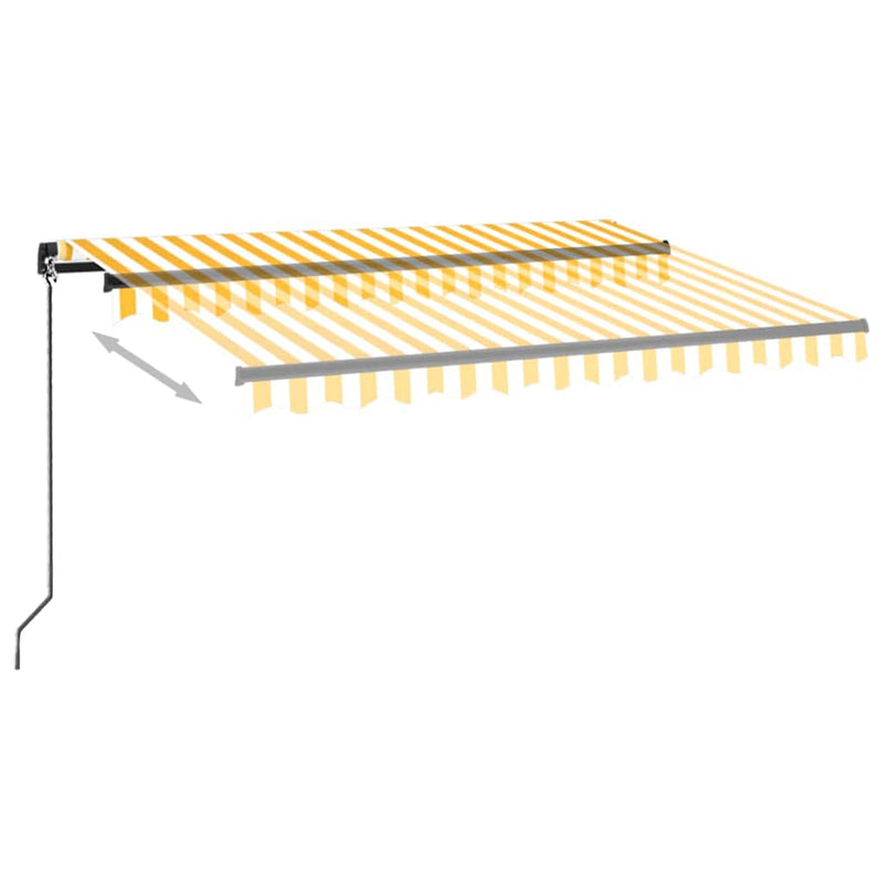 Afbeelding laden in galerijviewer, Vidaxl luifel handmatig uittrekbaar met led 350x250 cm geel en wit