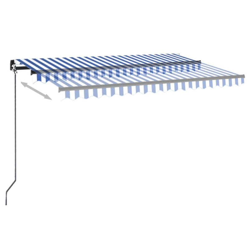 Load image into Gallery viewer, VidaXL Luifel automatisch met LED en windsensor 400x300cm blauw en wit