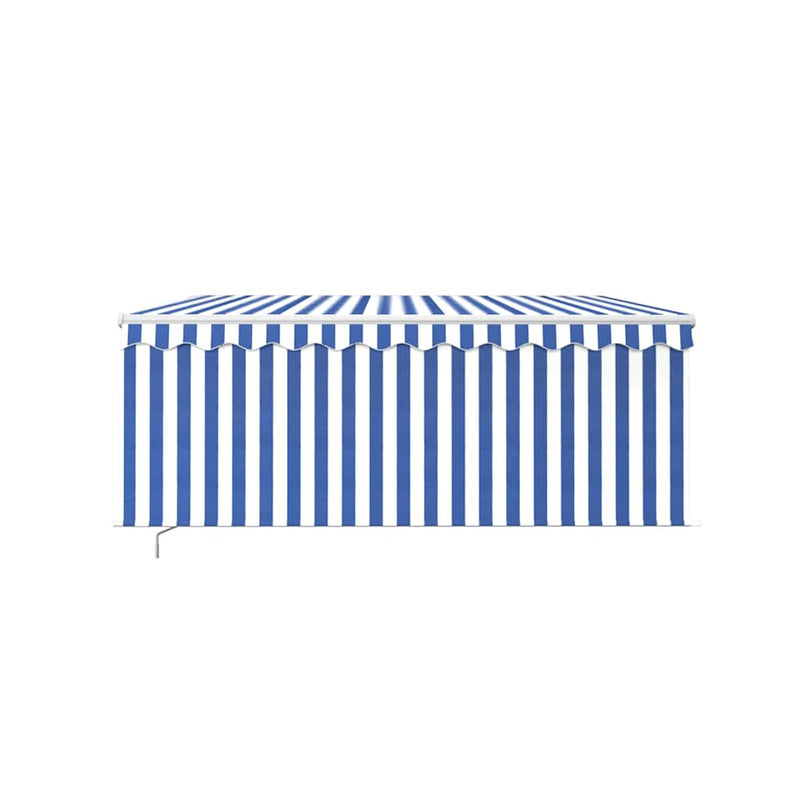 Load image into Gallery viewer, Vidaxl luifel handmatig uittrekbaar met rolgordijn 3x2,5 m blauw wit