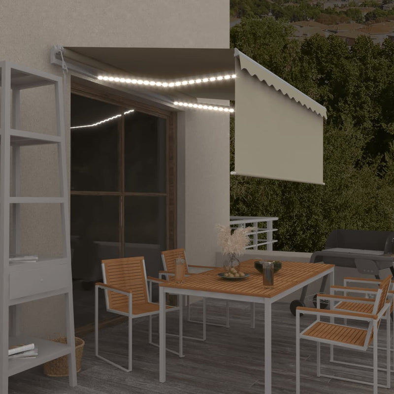 Afbeelding laden in galerijviewer, Vidaxl luifel automatisch rolgordijn led windsensor 3,5x2,5 m crème