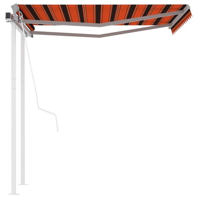 Load image into Gallery viewer, VidaXL Luifel automatisch uittrekbaar met palen 3x2,5 m oranje bruin