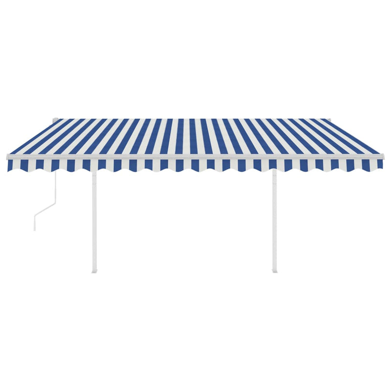 Load image into Gallery viewer, VidaXL Luifel automatisch met LED en windsensor 4x3 m blauw en wit