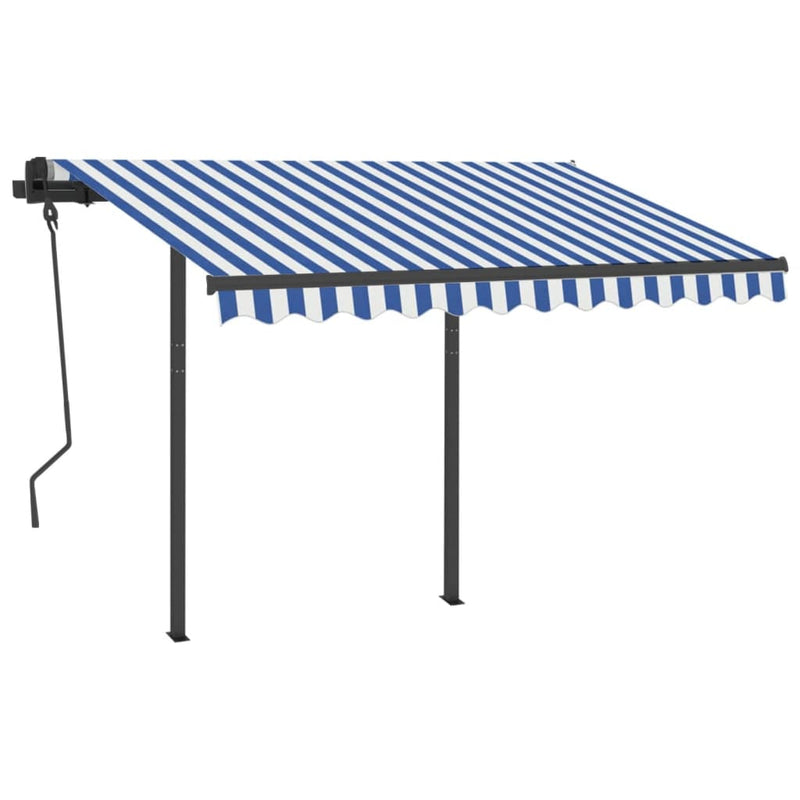 Load image into Gallery viewer, VidaXL Luifel automatisch met LED en windsensor 3x2,5 m blauw en wit