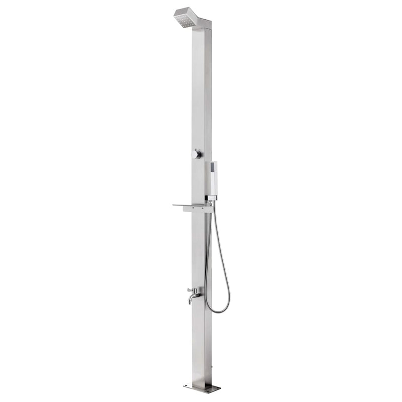 Load image into Gallery viewer, Vidaxl buitendouche met bruine basis 225 cm roestvrij staal