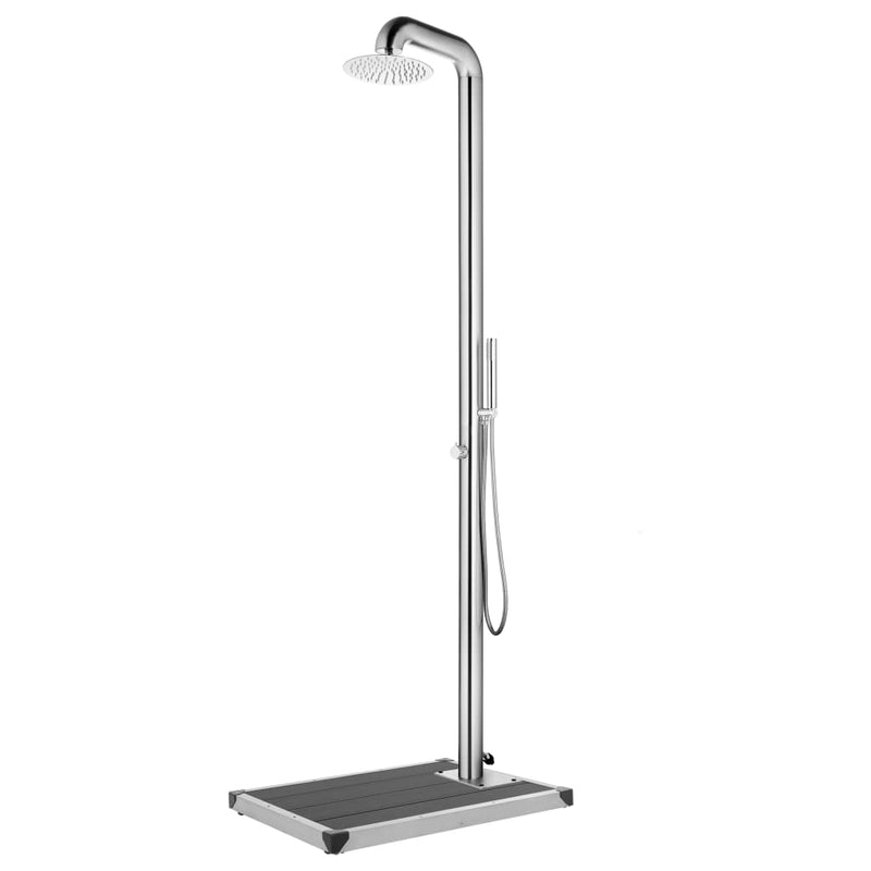 Load image into Gallery viewer, VidaXL Buitendouche met grijze basis 230 cm roestvrij staal