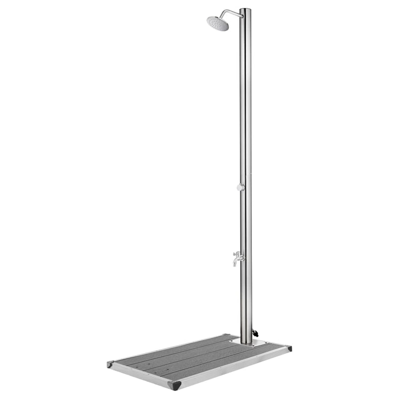 Load image into Gallery viewer, Vidaxl buitendouche met grijze basis 220 cm roestvrij staal