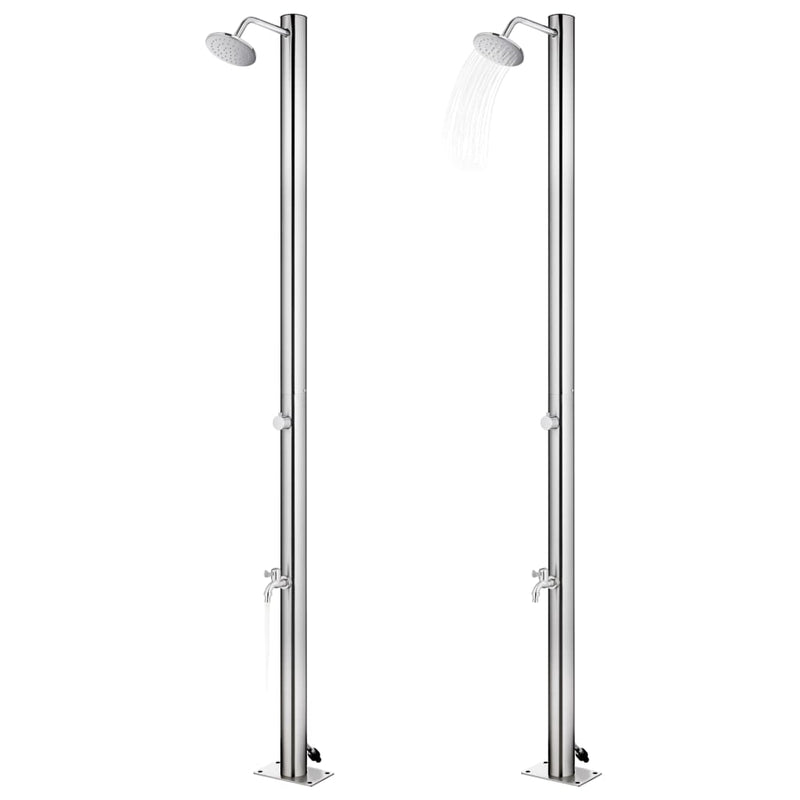 Load image into Gallery viewer, Vidaxl buitendouche met grijze basis 220 cm roestvrij staal