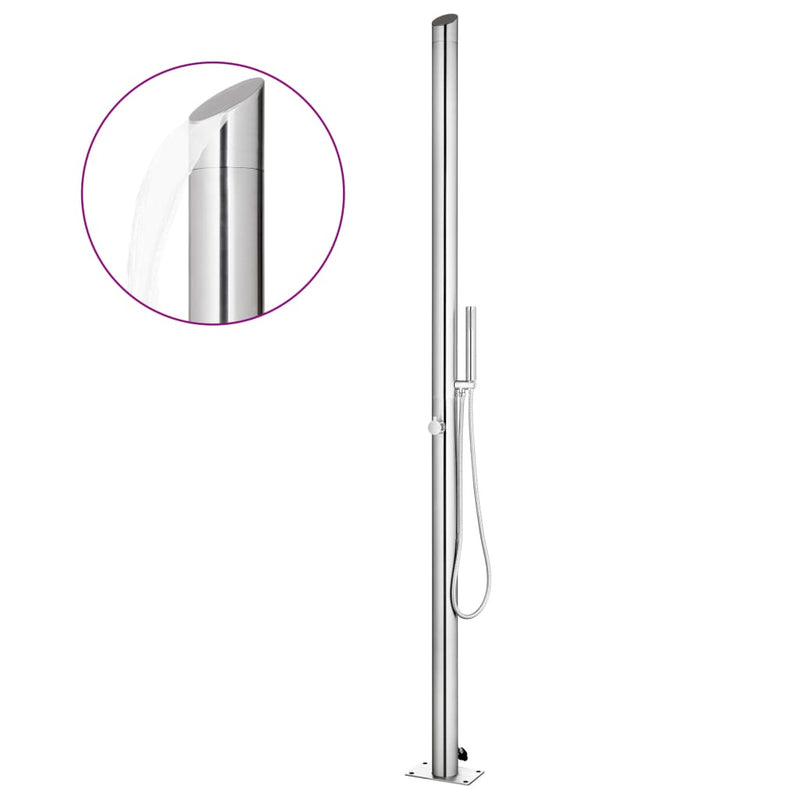 Load image into Gallery viewer, Vidaxl buitendouche met grijze basis 225 cm roestvrij staal