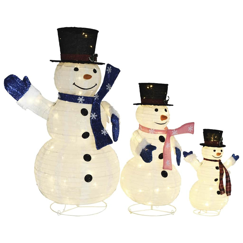 Load image into Gallery viewer, Vidaxl decoratieve sneeuwpoppenfamilie led luxe stof