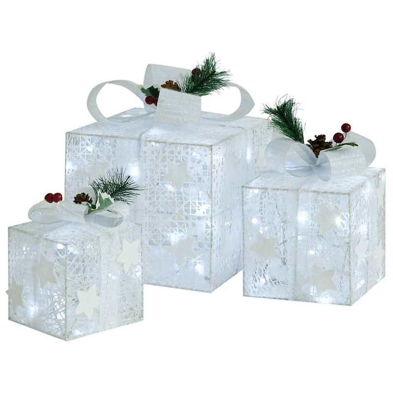Load image into Gallery viewer, Vidaxl kerstdecoratie geschenkdozen 3 st binnen buiten wit