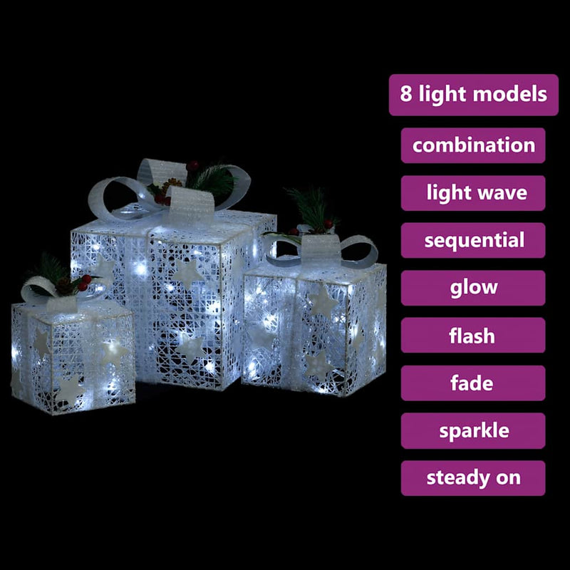 Load image into Gallery viewer, Vidaxl kerstdecoratie geschenkdozen 3 st binnen buiten wit