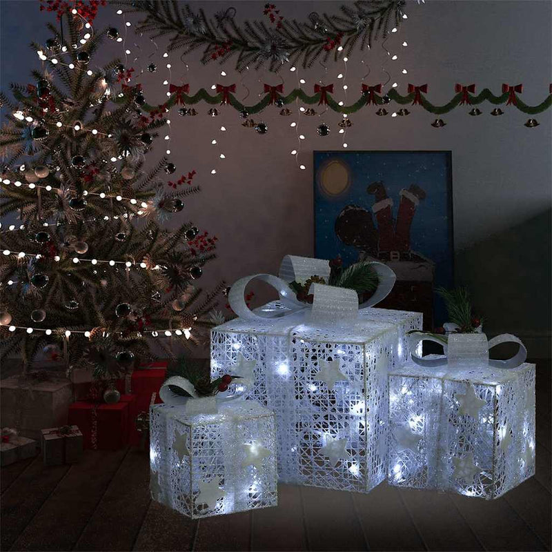 Load image into Gallery viewer, Vidaxl kerstdecoratie geschenkdozen 3 st binnen buiten wit