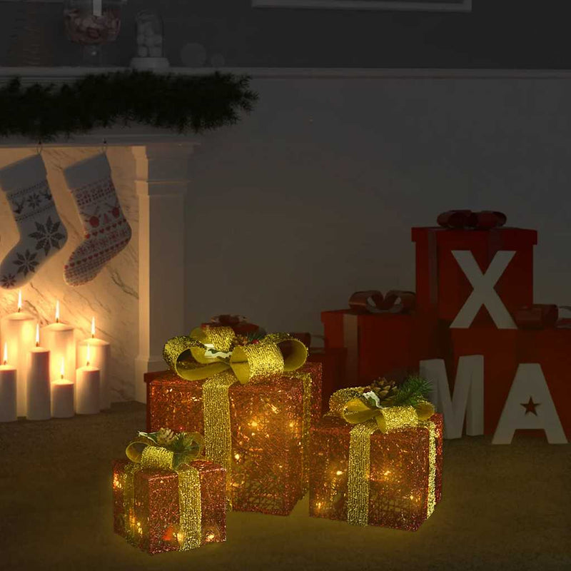 Load image into Gallery viewer, Vidaxl kerstdecoratie geschenkdozen 3 st binnen buiten rood
