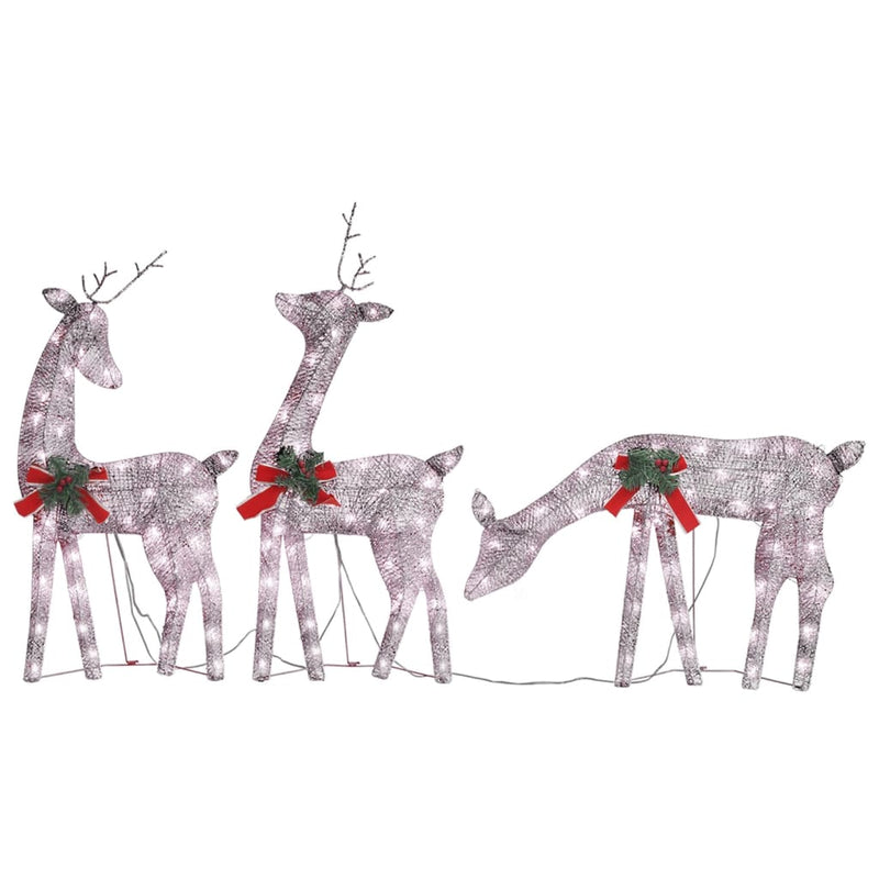 Load image into Gallery viewer, VidaXL Rendierfamilie Kerstmis warmwit 270x7x90 cm mesh goudkleurig