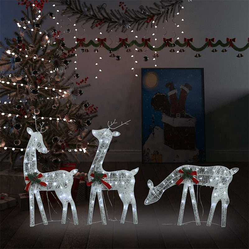 Laden Sie das Bild in Galerie -Viewer, Vidaxl rendierfamilie kerstmis koudwit 270x7x90 cm mesh wit