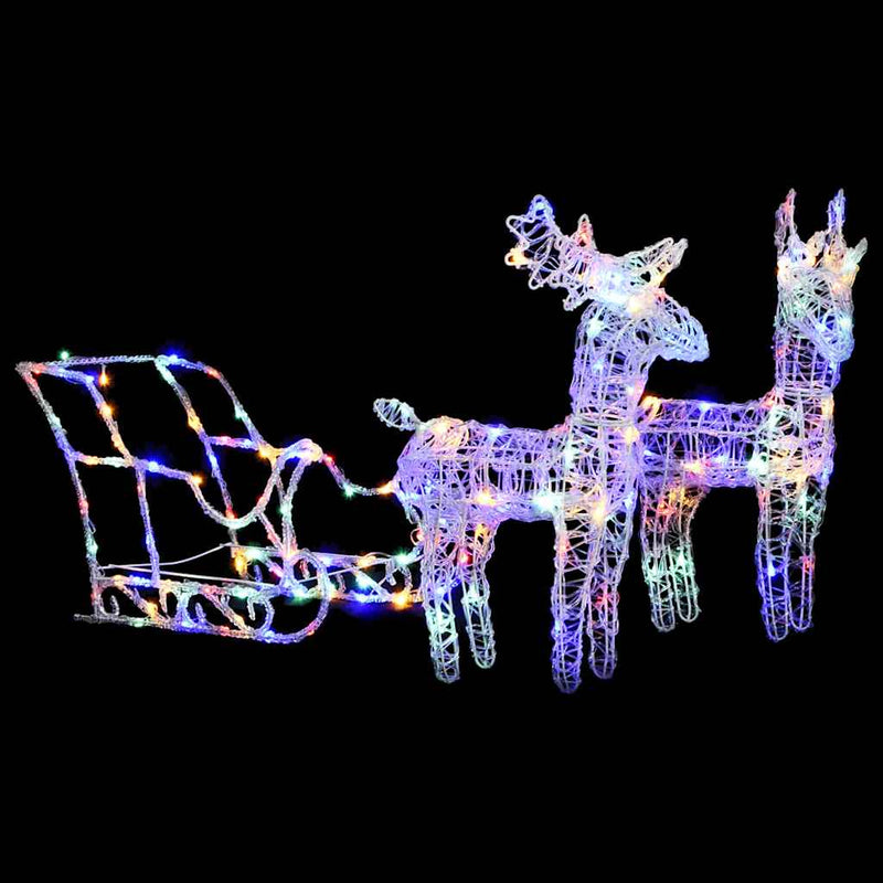ギャラリービューアに画像をロードする, Vidaxl kerstversiering rendieren en slee 160 led's 130 cm acryl