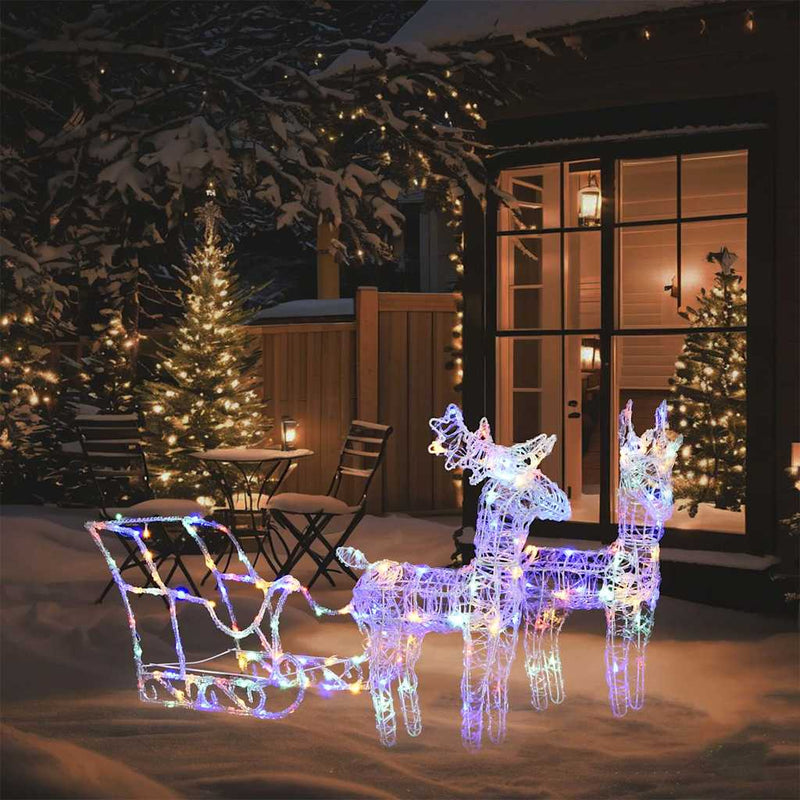 ギャラリービューアに画像をロードする, Vidaxl kerstversiering rendieren en slee 160 led's 130 cm acryl