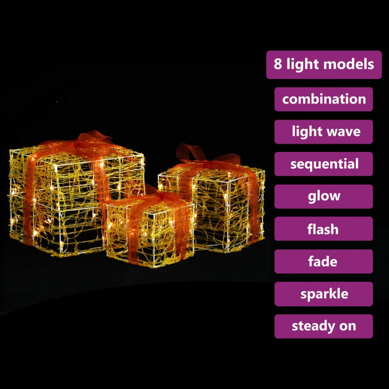 Load image into Gallery viewer, VidaXL Kerstverlichting geschenkdozen 3 st decoratief acryl warmwit
